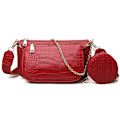 Miniatyrbild 6 av 6: 3 i 1 crossbody axelväska för kvinnor Slitstark bärbar reptålig PU-läder underarmsväska Multi Pochette