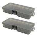Miniatyrbilde 8 av 8: 2 stk Fiskeutstyr Tilbehørsboks Mørk farge Transparent synlig plast 4 rom med skillevegger Fiskeboks Organizer for fiske agn kroker