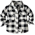 Miniatyrbillede 1 af 3: Flannel Plaid Skjortejakke til småbørn, drenge og piger, Langærmet Lapel Knappet Jakke, Efterår Vinter Yderbeklædning, 6-7 År, Sort