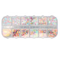 Miniatyrbilde 2 av 8: 12 Ruter Fargede Paljetter 4 stk. Negl Glitter Flak DIY Dekaler Konfetti Kunst Glitter Paljetter