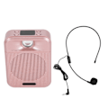 Miniatyrbillede 5 af 8: Bærbar Stemmeforstærker Genopladelig Mikrofon Højttaler Radio Understøtter Hukommelseskort Pink