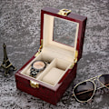 Miniatyrbild 5 av 8: 2 Grids Trä Watch Holder Armbandsur Display Case Smycken Present förvaringsbox Organizer