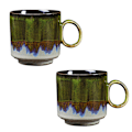 Miniatyrbillede 1 af 8: 2 stk Keramisk Kaffe Kop Special Active Glaze Stor Kaffe Kop til Kontor 150ml Kapacitet Grøn