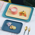 Pikkukuva 5 / 7: Keittiö Tarjoilualusta Vehnänolki Suorakulmainen Pohjoismainen Tyyli Cupcake Hedelmä Snack Teepöytä Kotitoimisto Ravintola Keltainen S (Noin 25x17cm / 9,8x6,7in)