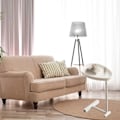 Miniatyrbillede 2 af 8: C-formet sidebord lille æg Ovalt sofabord Sofa bord der glider under til stuen Hvid