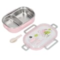 Miniatyrbillede 2 af 8: 304 Rustfrit Stål Lunchboks Rumfordelere Varmeisolerende Bento Lunchboks Illustrationsstil Lækagesikker Beholder til Studerende Børn Transparent Pink Fugl