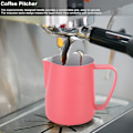 Miniatyrbilde 8 av 8: 600 ml rustfritt stål Melkeskumming Kanne Latte Art for hjemmebruk i kafé Rose Red