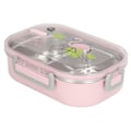 Miniatyrbillede 5 af 8: 304 Rustfrit Stål Lunchboks Rumfordelere Varmeisolerende Bento Lunchboks Illustrationsstil Lækagesikker Beholder til Studerende Børn Transparent Pink Fugl