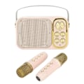 Miniatyrbilde 7 av 8: Karaokemaskin med 2 mikrofoner Karaoke alt-i-ett-maskin Bærbar Bluetooth-sangmaskin for hjemmefest Rosa