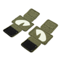 Miniatyrbillede 3 af 8: 2 stk. Cat Eyes Patch Reflekterende Krog-og-Øje Design Canvas Lysende Cat Eyes Patch til Hatte Uniform Rygsæk Udendørsaktiviteter Nattevandringer Militærgrøn