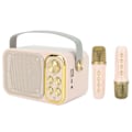 Miniatyrbilde 2 av 8: Karaokemaskin med 2 mikrofoner Karaoke alt-i-ett-maskin Bærbar Bluetooth-sangmaskin for hjemmefest Rosa