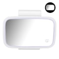 Miniatyrbillede 2 af 8: Bilsolskærm Sminkspejl Surround LED-lys Touchscreen Plug and Play med indbygget klip på bagsiden ClipWhite