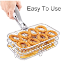 Miniatyrbillede 5 af 8: Dobbelt Airfryer Stativ kompatibelt med Ninja Multi-lags Dehydrator Stativ 304 Rustfrit Stål Dobbelt Airfryer Stativ Airfryer Tilbehør
