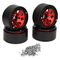 Miniatyrbilde 1 av 8: 4 stk RC hjulfelg 1,9 tommer aluminiumslegering stabil RC bil hjulnav for Axial SCX10 II III Rød