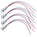 Miniatyrbillede 3 af 8: 4 Sæt Indikator LED-lys Vandafvisende Almindelig Anode Industrielle Kontrolkomponenter 12mm 110-220VRød og Blå