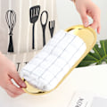 Miniatyrbillede 3 af 8: Rustfrit Stål Nordic Oval Håndklædebakke Opbevaringsbakke Perfekt til Snacks Kosmetik Smykker (Guld)