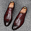 Miniatyrbillede 3 af 4: Mænds Formelle Sorte Læder Geometriske Oxfords til Forretning, Bryllup og Fest