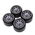 Pikkukuva 1 / 8: 4 kpl 1:10 RC-kiipeilyauton metallipyörän navat auton renkaat sopivat Axial SCX10 / SCX10II / 90046 / 90047 Musta ja hopea