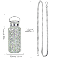 Miniatyrbillede 5 af 5: Diamanter Bling Rhinestone Vandflaske - Bærbar Termisk Rustfri Stålflaske 500ml Grøn