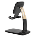 Miniatyrbillede 6 af 8: Justerbar Bordmobiltelefon Tablet Stand Webcast Online Kurser Telefonholder Sort (Zinklegering)