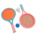 Miniatyrbild 2 av 8: Badmintonracket för barn Halkbeständigt hållbart elastiskt bärbart tennisracketset för barn 2 racketar 2 bollar Blå Rosa
