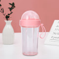 Miniatyrbild 3 av 8: 420 ml Bärbar två sugrör Utomhusresor Vattenflaska Läcksäker Sportdrinkflaska för dubbel användning (rosa)