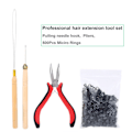 Miniatyrbild 2 av 8: Peruk Connector Kit Tång Kroknål med 500st mikroringar Hårförlängningstillbehör Svart
