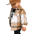 Miniatyrbillede 2 af 5: Flannel Plaid Jakke til Små Drenge og Piger | Langærmet Lapel Knappet Skjorte | Varmt Tøj til Efterår og Vinter | 7-8 År | Khaki
