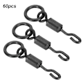Miniatyrbillede 3 af 8: 60 stk Universal Spinner Swivels Connector Enkelkrog Hurtigudskiftning Karpefiskeudstyr Tilbehør