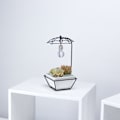 Miniatyrbillede 4 af 8: Enkel paraplyformet keramisk blomsterpotte Beslag Displayholder med pære Hjemmekontor Haveindretning (HvidSort)