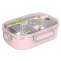 Miniatyrbillede 7 af 8: 304 Rustfrit Stål Lunchboks Rumfordelere Varmeisolerende Bento Lunchboks Illustrationsstil Lækagesikker Beholder til Studerende Børn Transparent Pink Fugl
