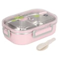 Miniatyrbillede 1 af 8: 304 Rustfrit Stål Lunchboks Rumfordelere Varmeisolerende Bento Lunchboks Illustrationsstil Lækagesikker Beholder til Studerende Børn Transparent Pink Fugl