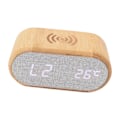 Miniatyrbild 3 av 8: Träväckarklocka USB trådlös laddning Trä LED Digital Display Ljudkontroll för sovrum multifunktionell present