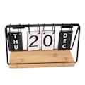 Miniatyrbillede 7 af 8: Skrivebords Flip Kalender Jernram Træbase Stående Evighedskalender med Måned Dato Ugedage