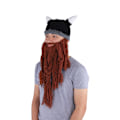 Miniatyrbillede 5 af 8: Vinter varm Pirat Horn Stil Strikket Hæklet Slouch Baggy Basker Beanie Hat Kasket Brun