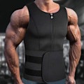 Miniatyrbillede 3 af 5: Neopren Sauna Lynlås Waist Trainer Vest til Mænd XL Sort