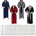 Miniatyrbillede 3 af 5: Vintermænds varm hættede badekåbe håndklæde dressing gown 4XL sort og grå
