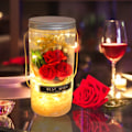 Miniatyrbillede 8 af 8: Håndlavet sæbeblomstbuket LED-lysstreng i flaske med ophængningsreb til Valentinsdag Bryllupsdag Fødselsdagsgave