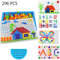 Miniatyrbild 1 av 8: 296 st färgglada svampnaglar Pegboard Pussel Set 3D Mosaik Jigsaw Game Byggstenar DIY Leksaker Kit för barn