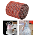 Miniatyrbillede 4 af 8: 9m 24 rækker Galvaniseret Plast Kunstig Rhinestone Bånd Mesh Bryllupskjole Dekoration Rød