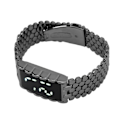 Miniatyrbillede 4 af 8: LED-ur med dobbelt åbent spænde i rustfrit stål metalrem rektangulær urskive Digitalt armbåndsur til udendørsaktiviteter Sort