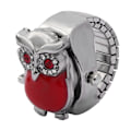 Miniatyrbillede 1 af 8: Finger Ring Ur Flip Up Cover Vintage Ugle Mønster Unixes Finger Kvarts Ur (Rød)
