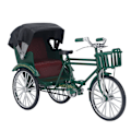 Miniatyrbilde 1 av 8: Rickshaw Modell Retro Design Dekorativ Interessant Legering 3 Hjul Rickshaw Skrivebords Ornament for Dekorasjon Grønn