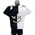 Miniatyrbillede 2 af 5: Smilende Ansigt Print Mænds Langærmet Hoodie Trøje Sort Hvid