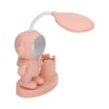 Miniatyrbillede 6 af 8: Lille skrivebordslampe Tegneserie Astronaut Form Genopladelig skrivebordslampe med penneholder Spids til sovesal i soveværelse Rosa