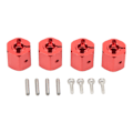 Pikkukuva 1 / 8: 4 kpl 12 mm kuusiokoloadapteria Alumiiniseos 12 mm pyörän navin käyttöadapteri Axial SCX10 90046 D90 1/10 RC-autolle Punainen