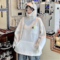 Miniatyrbillede 4 af 5: Vintervarm Frø Fleece Hoodie Oversized Sweatshirt Sort