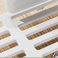 Miniatyrbild 7 av 8: Disktorkställ Plast Visualisera avledning Avloppsvatten Diskställ för ätpinnar Skål Tallrik Sked Transparent Vit