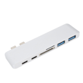 Miniatyrbild 8 av 8: Dockningsstation 10Gbps 5Gbps USB3.0-gränssnitt Minneskortläsare Lättviktsbärbar typ C Hub för MacBook Silver