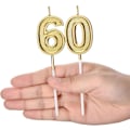 Pikkukuva 3 / 5: Kultaiset 60. Syntymäpäiväkakun Kynttilät - Onnellinen Kakun Kynttilät Syntymäpäiville ja Hääjuhliin